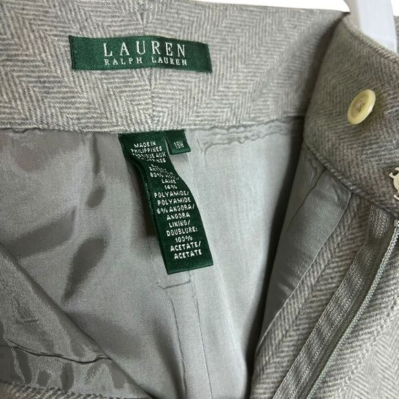 Lauren Ralph Lauren Wool Blend Herringbone Gray Trousers Size 18W - Picture 13 of 15